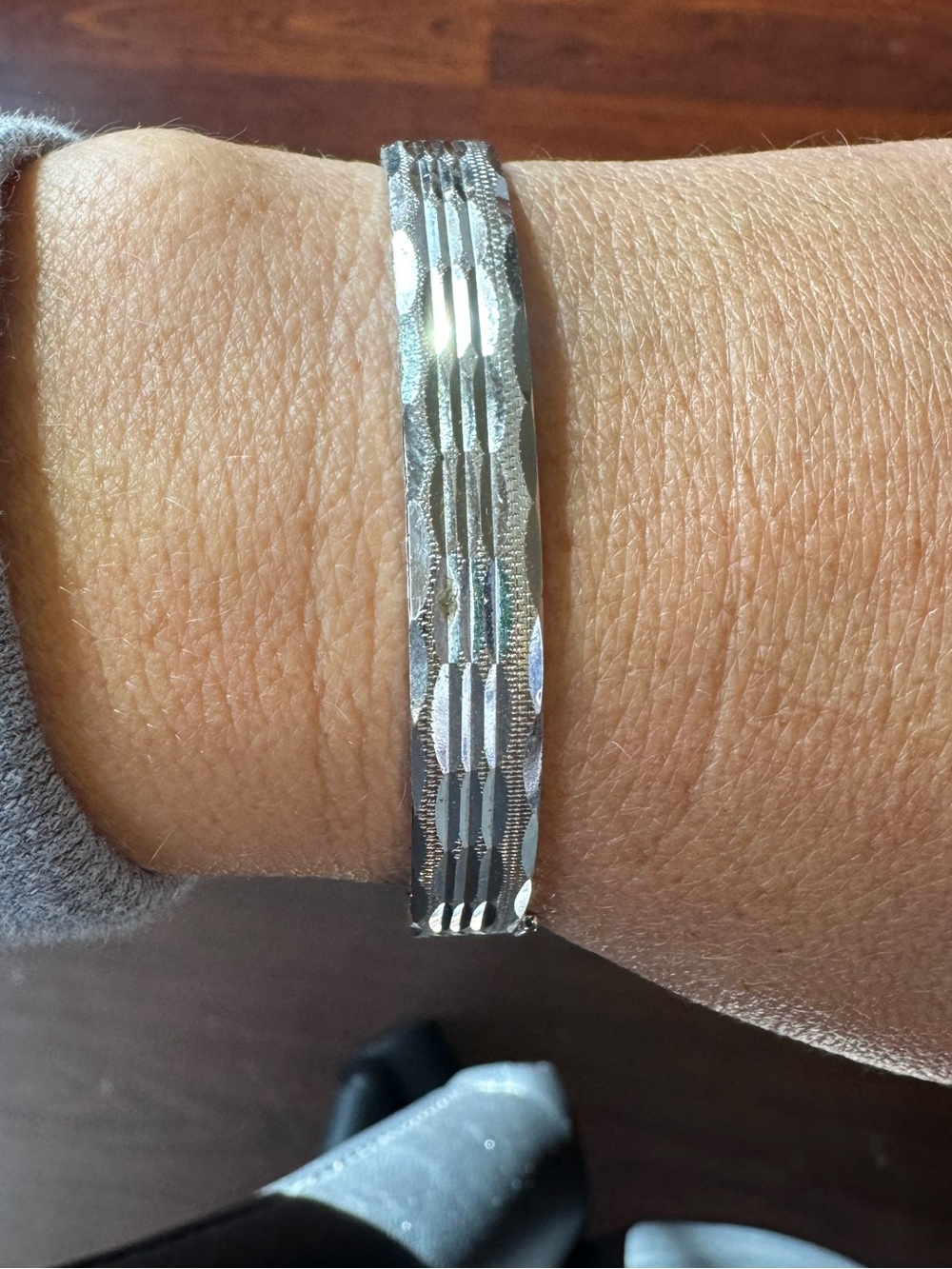 Silver Textured Bangle Bracelet